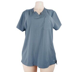 Easy Stretch Women's Grey Short Sleeve 1-Pocket Medical Scrub Top Size L